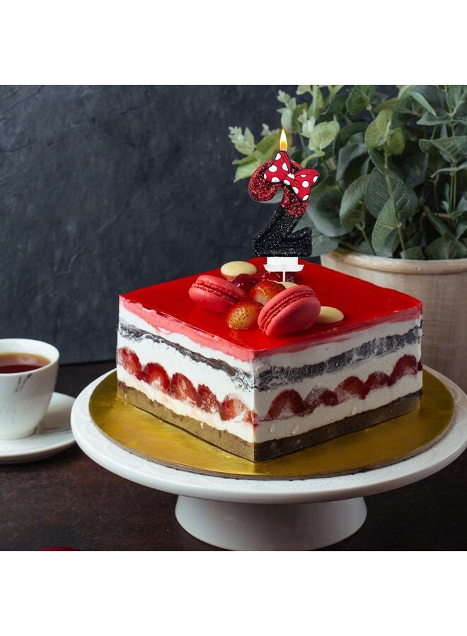 Candle for Cake, Red with Bowknot, Fits Minnie Mouse Party, Girls Pink Theme Number 2 - Image 3