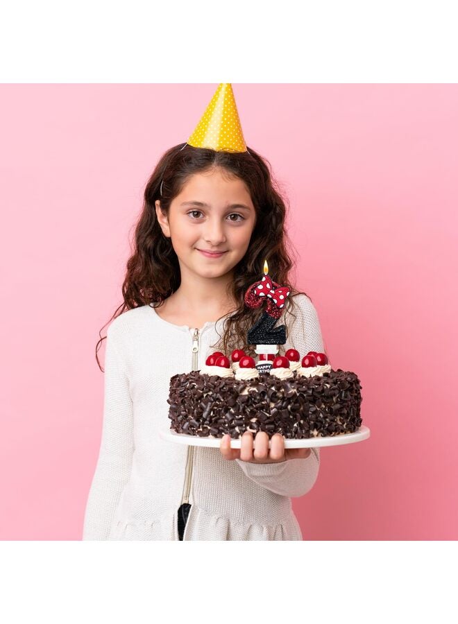 Candle for Cake, Red with Bowknot, Fits Minnie Mouse Party, Girls Pink Theme Number 2 - Image 5