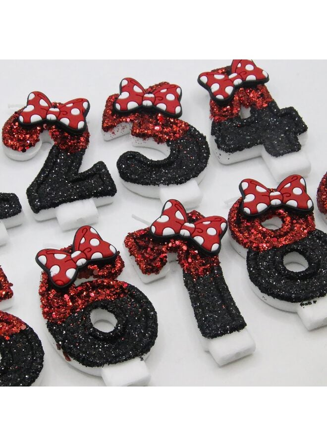 Candle for Cake, Red with Bowknot, Fits Minnie Mouse Party, Girls Pink Theme Number 2 - Image 4