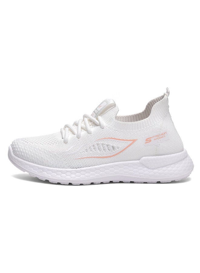 Double Star Eight Special Leisure Shoes Women Summer Breathable Soft Bottom Running Shoes Mesh Holes Walking Mom Shoes Lightweight Sports Shoes White Pink Size 40 - Image 1