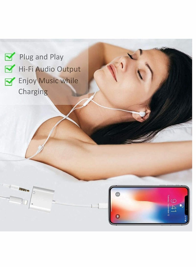 سيوسي سماعة محول ، اي فون ، شاحن 2 في 1 + مساعدة الصوت الخائن دعم الشحن + التحكم في الموسيقى ( أبيض ) - Image 4