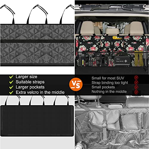 Femuar Car Trunk Organizer,Large Capacity Backseat Trunk Organizer(42"*18"),Collapsible Car Storage Bag with 8 Pocekt,Car Organizer for SUV/MPV/Truck - Floral - Image 2