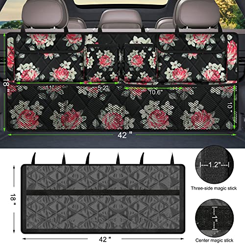 Femuar Car Trunk Organizer,Large Capacity Backseat Trunk Organizer(42"*18"),Collapsible Car Storage Bag with 8 Pocekt,Car Organizer for SUV/MPV/Truck - Floral - Image 3