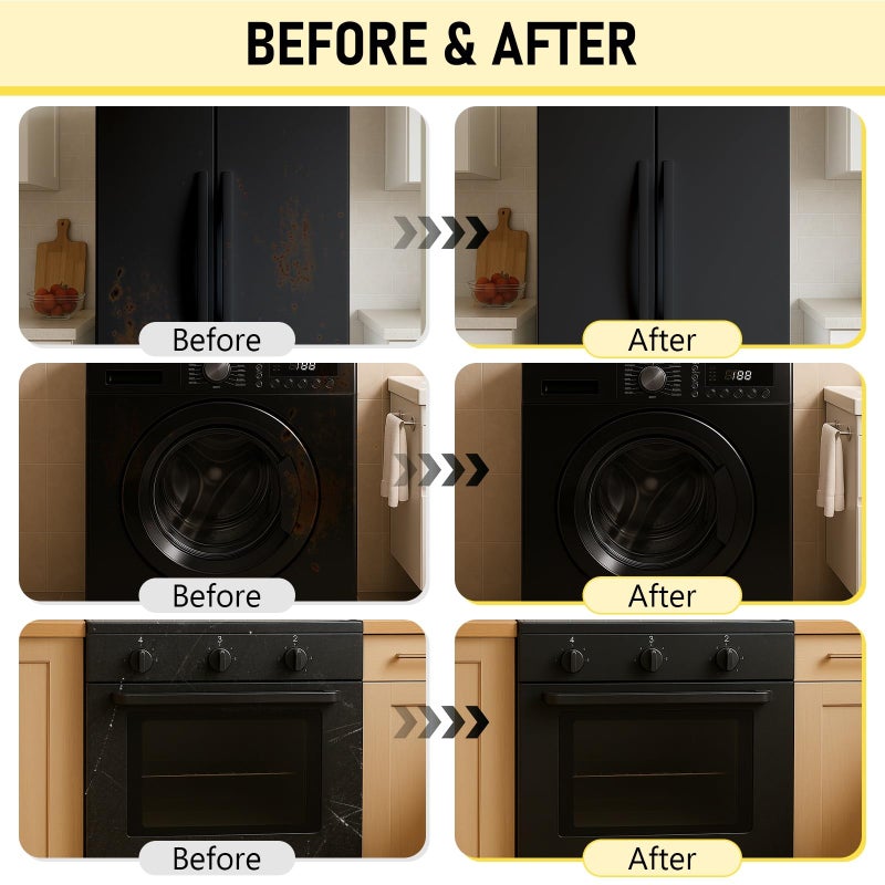 Meuvcol Appliance Paint, 35 Floz Black Appliance Epoxy Paint For Metal & Plastic Surface, Touch Up Coating For Refrigerator, Dishwasher, Washer, Microwave, Rust Preventative Coating With Tool - Image 3