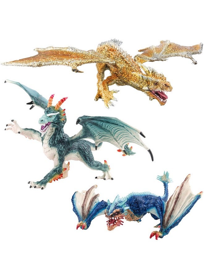 Fistone Western Dragon Toy Set, 3 PCS Realistic Battle Dragon, Lion Dragon, Demon Dragon Figurines, Creature Dragon Playset for Kids, Dragon Toy Action Figure for Kids Ages 3+ - Image 1