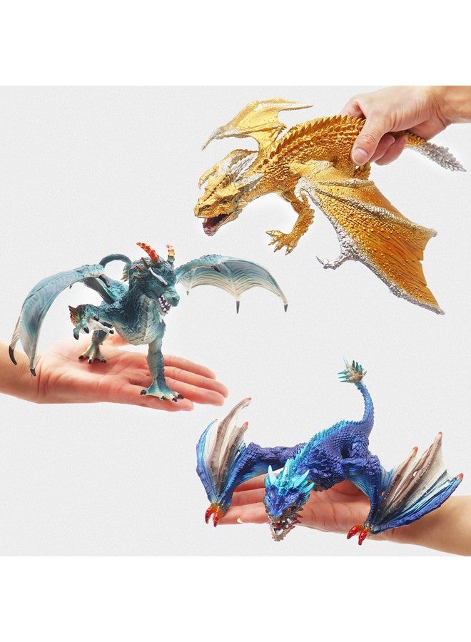Fistone Western Dragon Toy Set, 3 PCS Realistic Battle Dragon, Lion Dragon, Demon Dragon Figurines, Creature Dragon Playset for Kids, Dragon Toy Action Figure for Kids Ages 3+ - Image 2