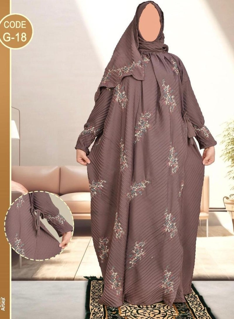 Wide and comfortable embroidered women's prayer sheet, excellent material (mared) 