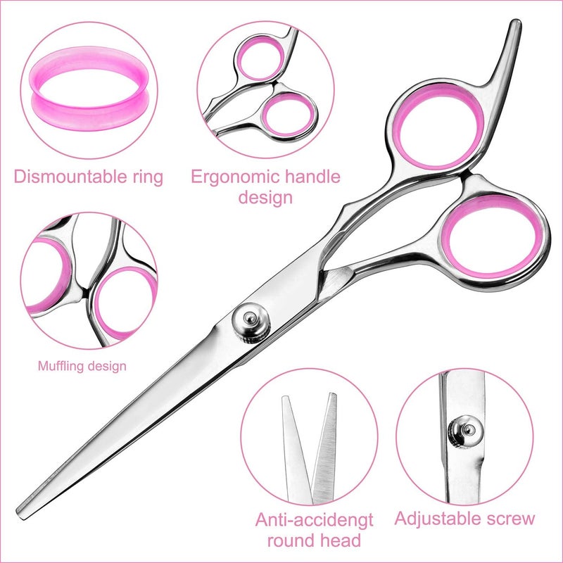 Fcysy Hair Cutting Scissors Thinning Shears- Professional Barber Sharp Hair Scissors Hairdressing Shears Kit with Haircut Accessories in Leather Case for Cutting Styling Hair for Women Men Pet- 7 Pcs - Image 3