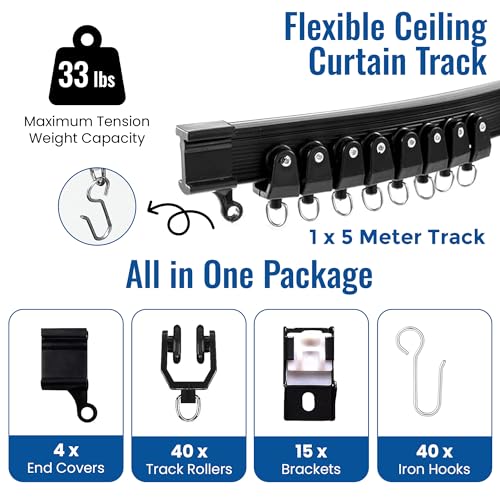 UrbanRed Plastic Iron (5 Metres)-Ceiling Track Ceiling Mount For Curtain Rail With Track Curtain System-Bunk Bed Curtains Rv Curtain Track-Bendable Ceiling Track-Ceiling Track For Curtain - Image 2