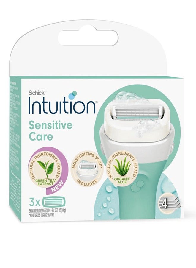 schick 3-Piece Intuition Sensitive Care With Natural Aloe Moisturizing Razor Blade Refills Multicolour 3.8x1.8x4.3inch - Image 1