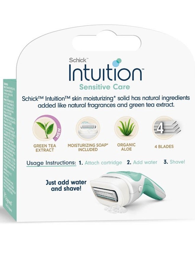 schick 3-Piece Intuition Sensitive Care With Natural Aloe Moisturizing Razor Blade Refills Multicolour 3.8x1.8x4.3inch - Image 2