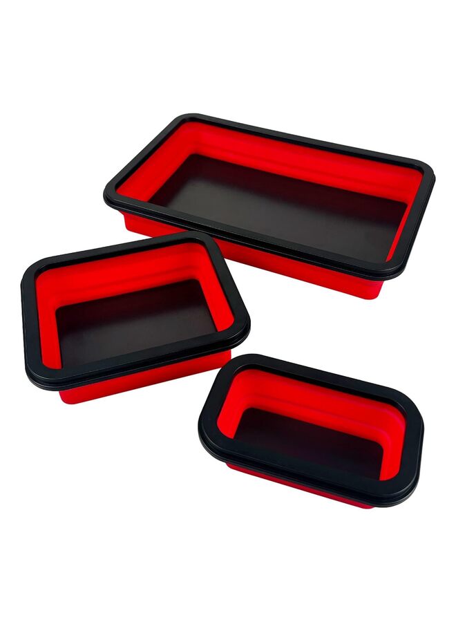 3-piece Collapsible Magnetic Parts Tray Set, Foldable Magnetic Tray, Different Size Tool Trays for Screw, Bolts, Nuts, Washers, Pins and Other Small Metal Parts and Tools, Insulating si - Image 1