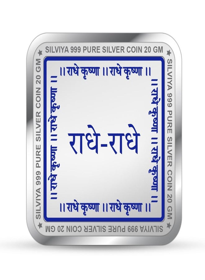 Silviya BIS Hallmarked 999 Pure Silver Radha Krishna Mor Pankh Coin (20g) Square Shape - Divine Love & Beauty - Spiritual Home Decor - With Certificate of Authenticity - Image 3