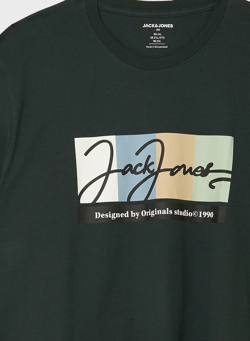 JACK & JONES Plus Size Logo Crew Neck T-Shirt