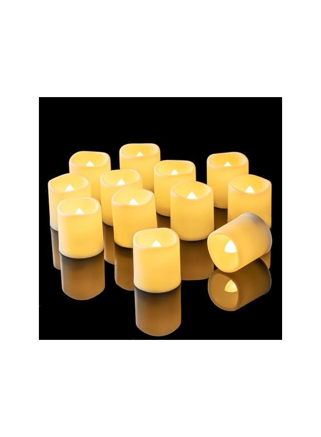The Bros 12 قطعة من الشموع المتوهجة بدون لهب مع مؤقت، شموع شاي LED تعمل بالبطارية، شموع كهربائية مزيفة واقعية لحفلات الزفاف، الطاولة، في الهواء الطلق (البطارية مشمولة) - Image 2