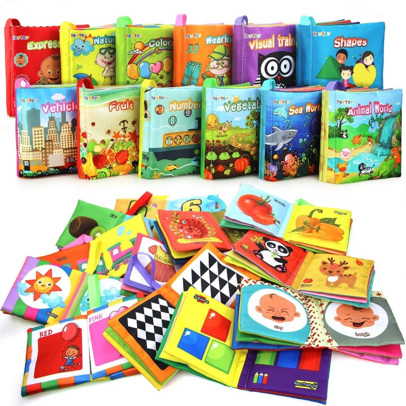 teytoy My First Soft Bookteytoy Nontoxic Fabric Baby Cloth Activity Crinkle Soft Books for Infants Boys and Girls Early Educational Toys Pack of 12 - Image 2