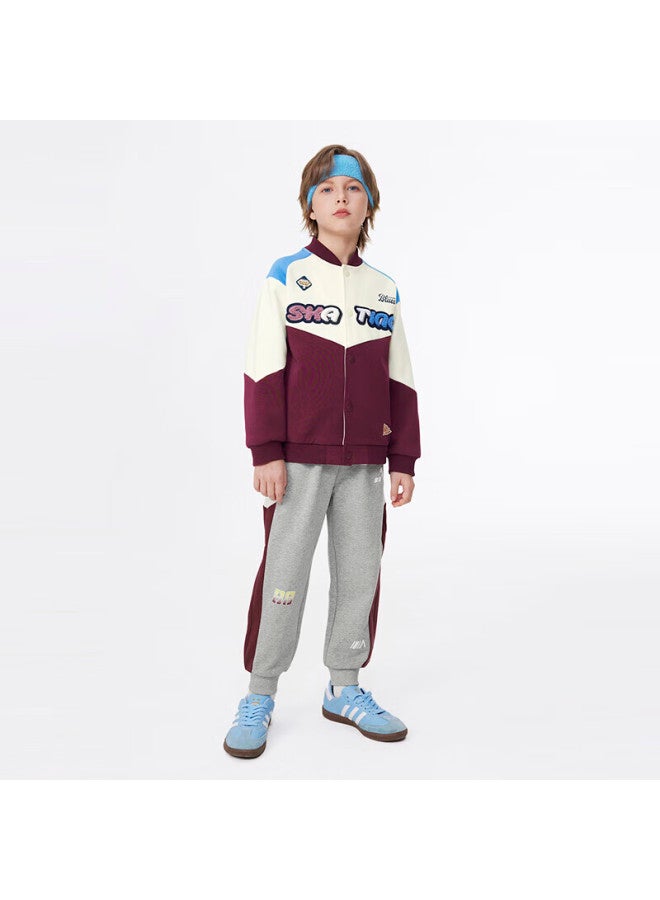 Mqd Boys' Autumn Knitted Sweatpants, School Style Trousers For Older Children, Flax Gray, 160cm - Image 2