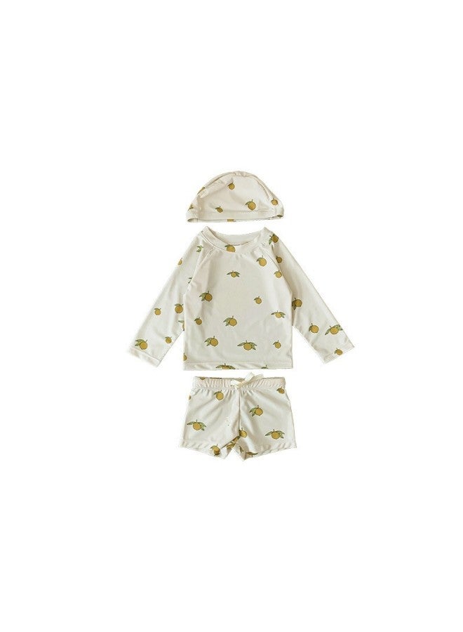Loquat Summer Boys Split Swimsuit Long Sleeve Sunscreen Quick-drying Swimsuit 2025 Ins Wind Baby Swimsuit Wholesale-Color:Ins Style Split Swimsuit Lemon- - Image 1