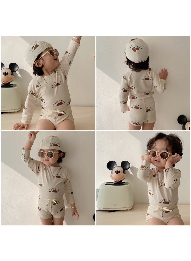 Loquat Summer Boys Split Swimsuit Long Sleeve Sunscreen Quick-drying Swimsuit 2025 Ins Wind Baby Swimsuit Wholesale-Color:Ins Style Split Swimsuit Lemon- - Image 5