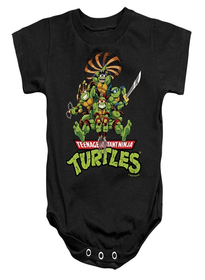 LOGOVISION TMNT Teenage Mutant Ninja Turtles Select Your Turtles Unisex Infant Snap Suit for Baby, Black, 18 Months