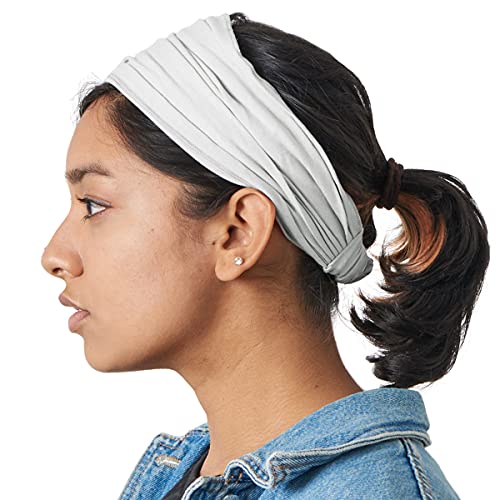 CHARM Light Gray Japanese Bandana Headbands for Men and Women – Comfortable Head Bands with Elastic Secure Snug Fit Ideal Runners Fitness Sports Football Tennis Stylish Lightweight M - Image 1