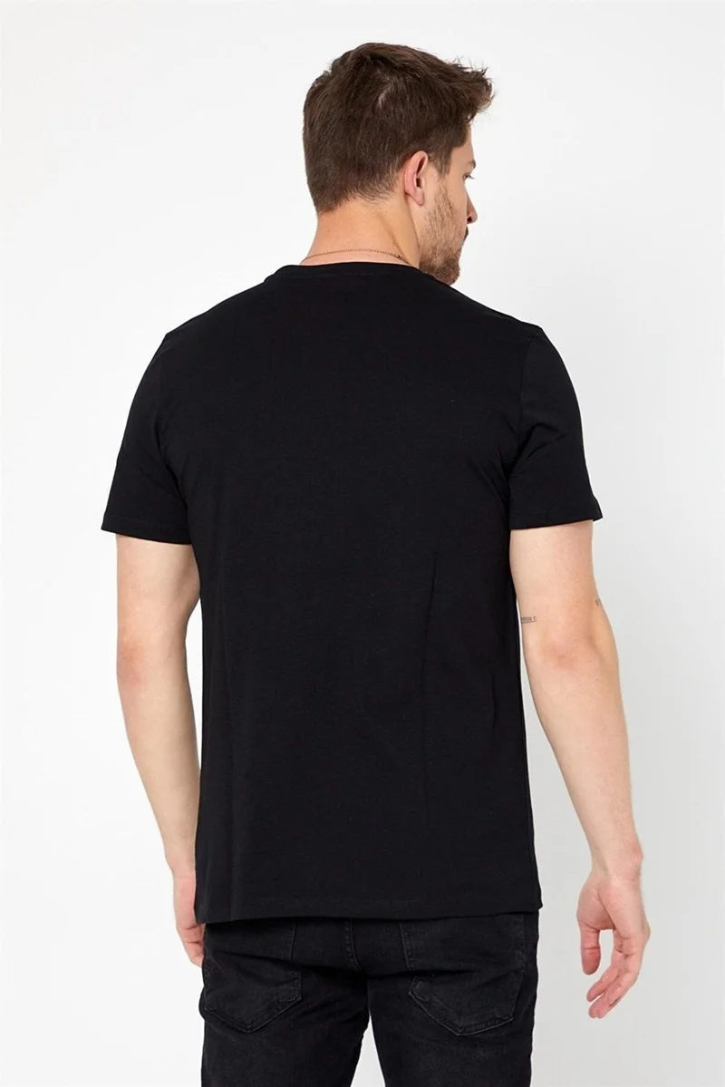 Odelon Men's Crew Neck Slim Fit Basic T-Shirt Black