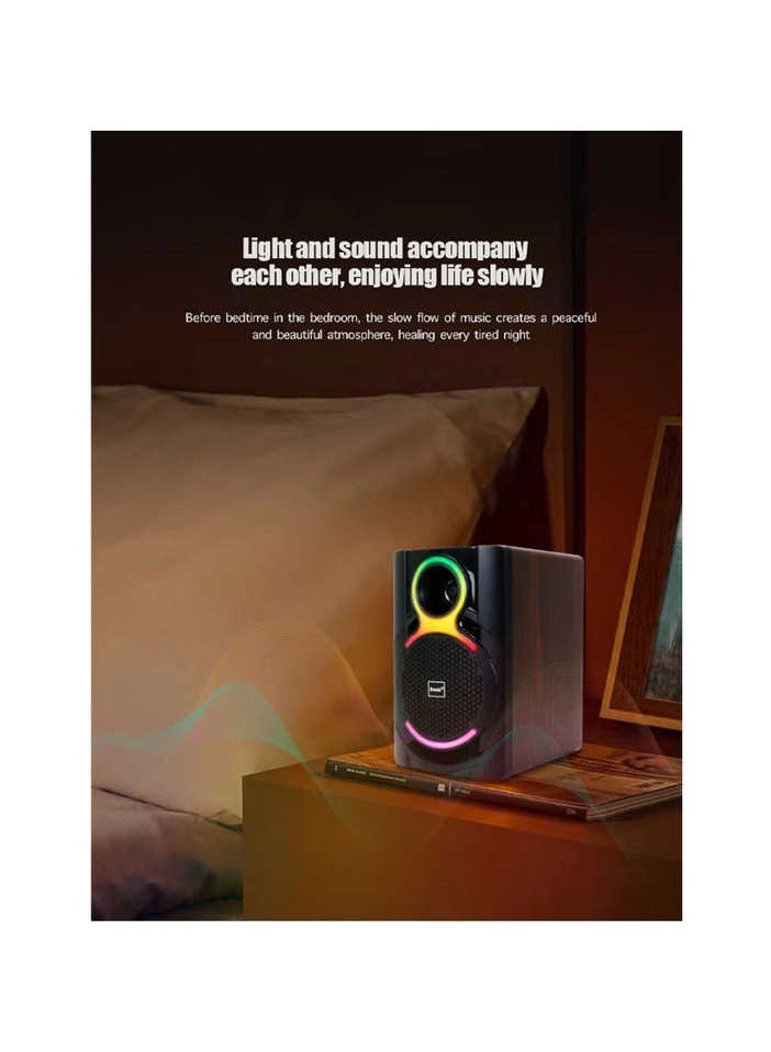 صندوق مكبر صوت لاسلكي محمول عالي الجودة للحفلات العائلية BT 4 بوصة مع مكبر صوت ملون بإضاءة LED - Image 2