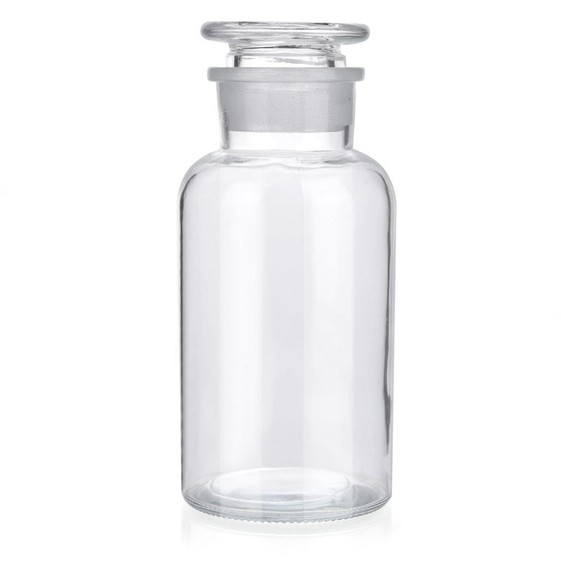Kestun Lab Glass Reagent Bottle,Wide Mouth Glass Storage Bottle with Ground Stopper,Decorative Bottles/Vase (Clear, 500ML) - Image 1
