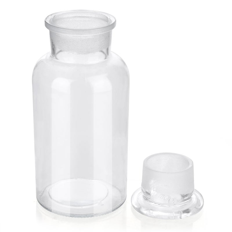 Kestun Lab Glass Reagent Bottle,Wide Mouth Glass Storage Bottle with Ground Stopper,Decorative Bottles/Vase (Clear, 500ML) - Image 3