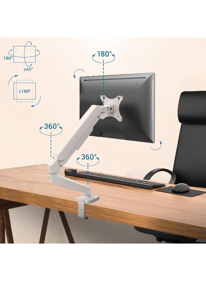 FlashHawk Aluminum Alloy Full Motion Single Monitor Arm,Air Pressure Lifting,Rotatable,Telescopic,Tilting Monitor Desktop Stand, Suitable for 13-32 Inch Screen,Load Bearing 10kg - Image 3