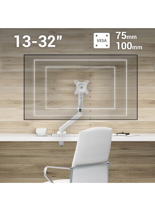 FlashHawk Aluminum Alloy Full Motion Single Monitor Arm,Air Pressure Lifting,Rotatable,Telescopic,Tilting Monitor Desktop Stand, Suitable for 13-32 Inch Screen,Load Bearing 10kg - Image 4