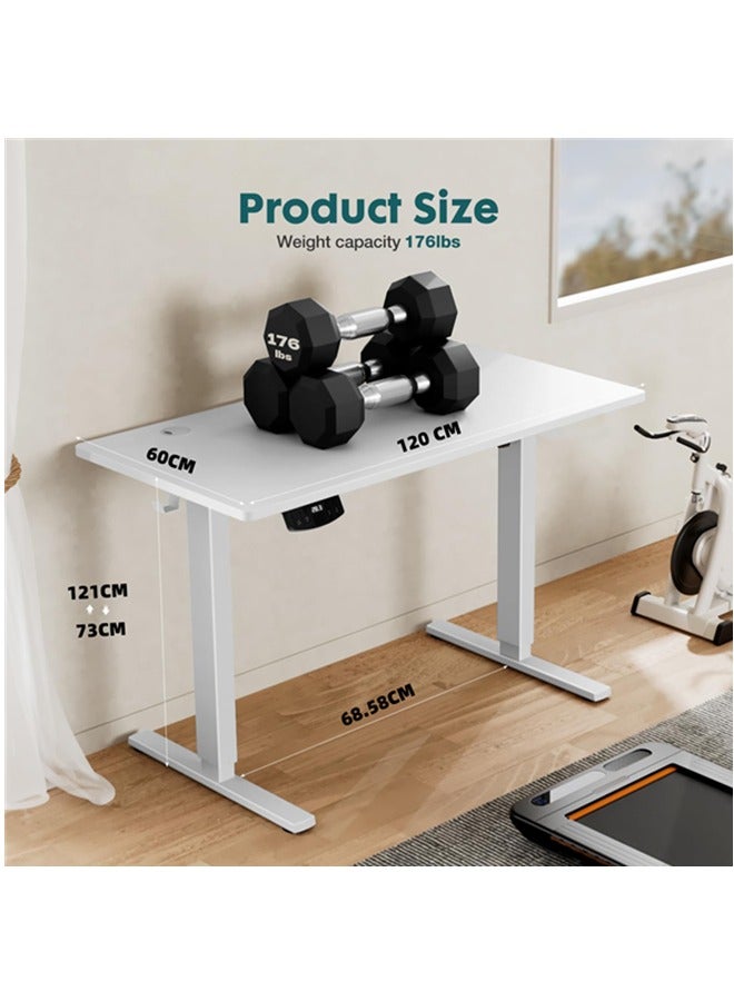 DESINO 120CM Large Electric Standing Desk, Height Adjustable Computer Desk, 60CM Deep Desktop, Stand up Gaming Office Table, 2 Preset Heights, for Home Office - Image 2