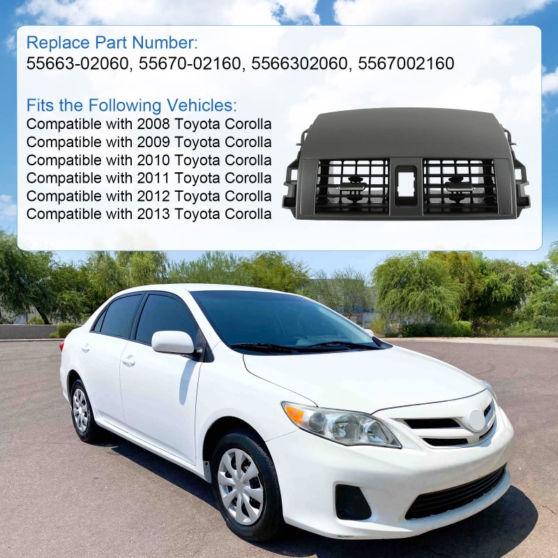 DICMIC Center Dash A/C Outlet Air Vent Panel Compatible with 2008-2013 Toyota Corolla Replace# 55663-02060, 55670-02160 - Image 4