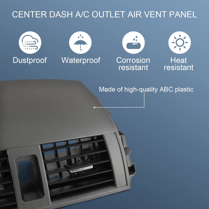 DICMIC Center Dash A/C Outlet Air Vent Panel Compatible with 2008-2013 Toyota Corolla Replace# 55663-02060, 55670-02160 - Image 2