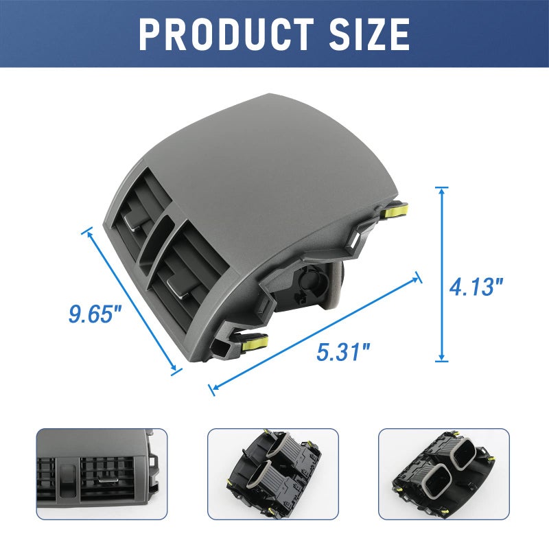 DICMIC Center Dash A/C Outlet Air Vent Panel Compatible with 2008-2013 Toyota Corolla Replace# 55663-02060, 55670-02160 - Image 5