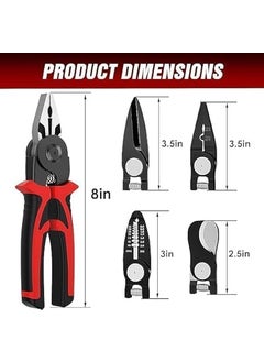 STHITI STHITI Wire Stripper and Cutter Pliers Tools For Electricians 5in1 Multifunctional Wire and Cable 5 Interchangeable Stripping Cutting Winding Crimping Precision Stainless Stee Hand Tool  - Image 2