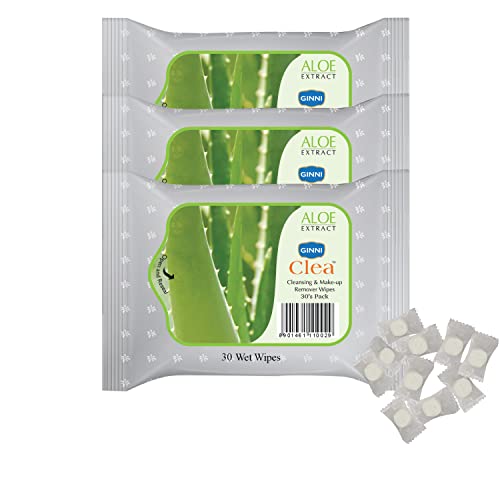 Ginni Clea Cleansing & Makeup Remover Wet Wipes - Aloe Vera (30 Wipes/Pack, Pack of 3) | Magic Coin Tablet Tissues (50 Pcs) - Image 1