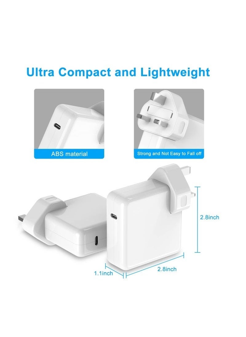 ELTRAZONE - 61W USB-C Power Adapter with 2M Type-C Cable – Fast Charging Compatible with MacBook Pro (13” 2021, 2020, 2019, 2018), MacBook Air (16”, 15”, 14”, 13”), and MacBook 12” – Portable, Reliable, Safe Power Supply for Apple Laptops - Image 1