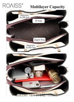 roaiss Leather Women Shoulder Bag Women's Handbag Elegant Patent Leather Bag Waterproof Handbag Shoulder Bag Women Large Capacity Bag  - Image 4