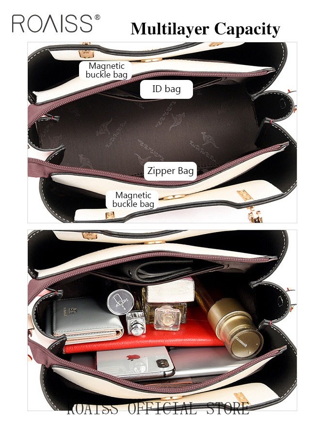 roaiss Leather Women Shoulder Bag Women's Handbag Elegant Patent Leather Bag Waterproof Handbag Shoulder Bag Women Large Capacity Bag  - Image 4