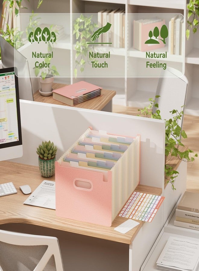 EcoStash 26 Pockets Accordion File Organizer, Wheat Straw File Folders, Upright&Open Top, A-Z Bill Receipt Organizer, 100% BPA Free, Return to Nature, Letter/A4 Size - Strawberry Pink - Image 4