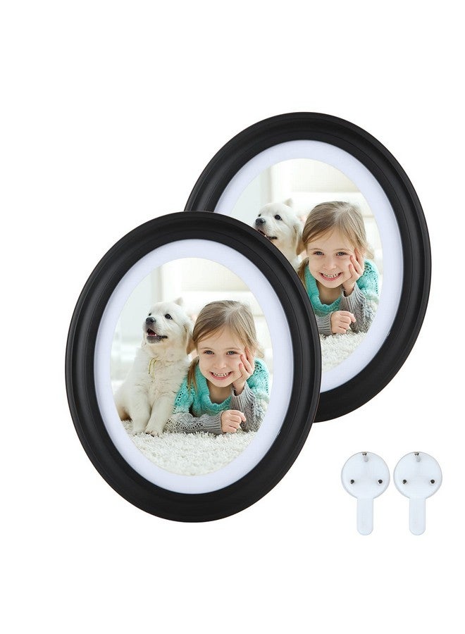 SENENQU 2 Pack Oval Picture Frames 5x7 Black Oval Frames with Mounting Screws and Hooks, 5 by 7 Oval Wall Picture Frame Photo Frame for Home Decor, Photo Gallery - Image 1