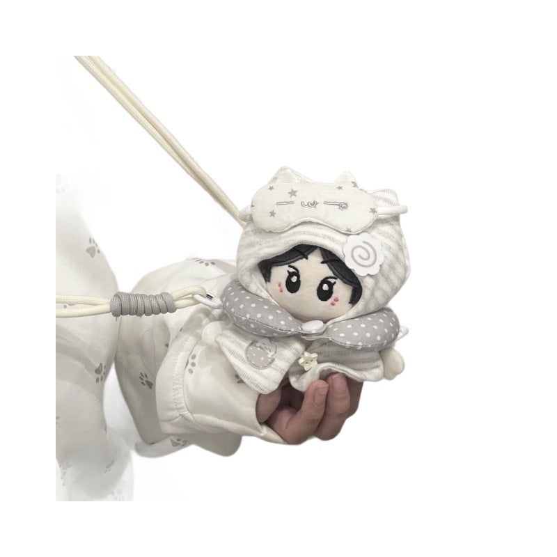 Cat & Bunny Cape Doll Clothes for 10cm Cotton Doll - Grey/Pink - Image 5