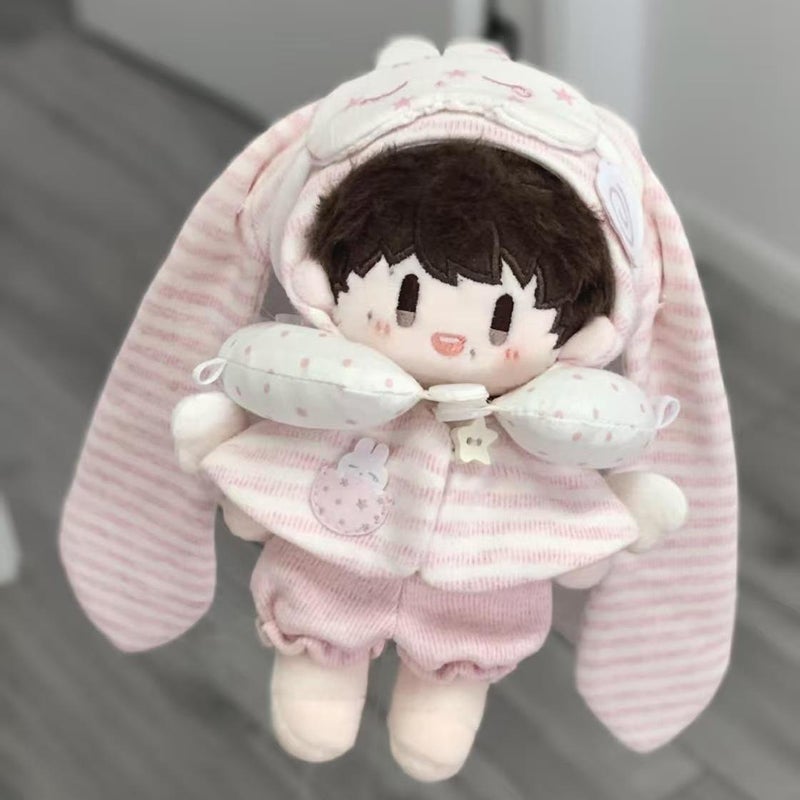 Cat & Bunny Cape Doll Clothes for 10cm Cotton Doll - Grey/Pink - Image 3