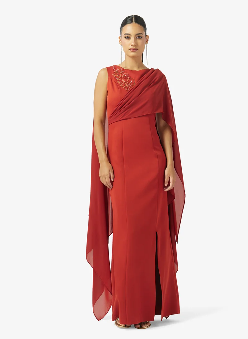 Iyra Cape Sleeve Draped Dress