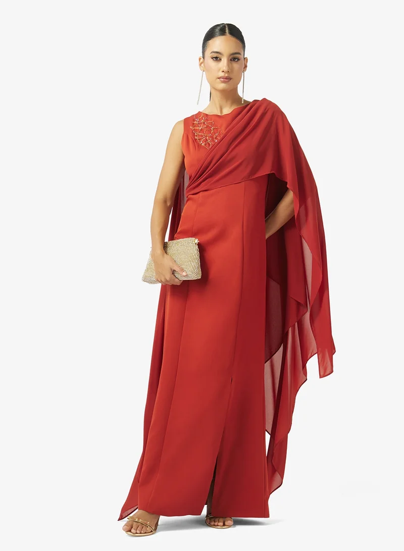 Iyra  Cape Sleeve Draped Dress for Women | Best Price UAE