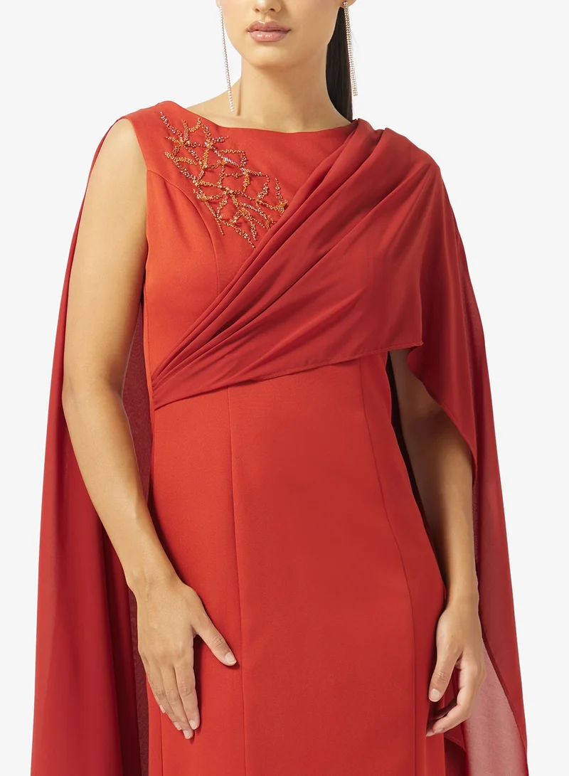 Iyra  Cape Sleeve Draped Dress for Women | Best Price UAE