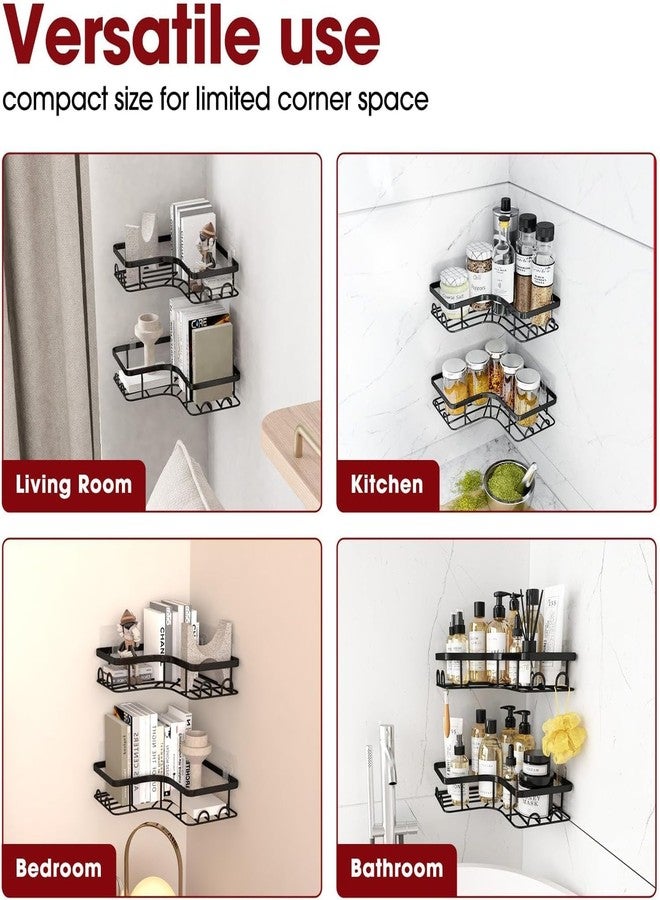 Boniry Bathroom Shelf for Wall, Bathroom Organiser, Wall Mounted Bathroom Rack, Large Capacity Strong Adhesive Bathroom Shelf 2 Pcs - Image 4