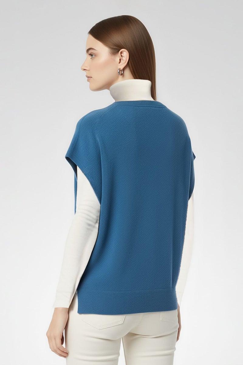 Harmont & Blaine Women V-Neck Knitted Sweater, Blue - Image 4