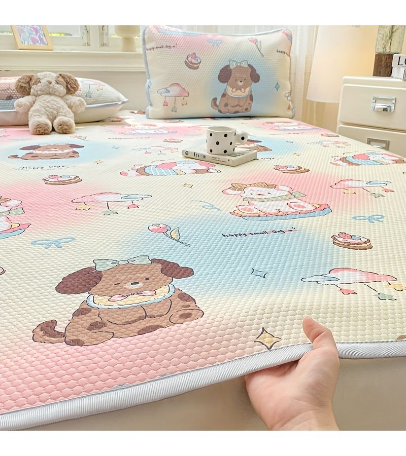 Unique Cartoon Printed Cooling Mat Soft Skin Friendly Mattress Pad Rainbow Bobo Color 47.24 By 78.74 Inch Foldable Machine Washable High Quality Durable For Bedroom Hotel Air Conditioned Room - Image 2